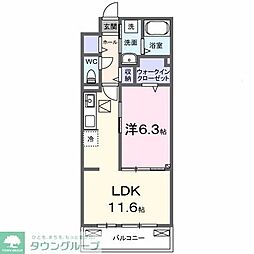 クルタ ラプシ 1LDKの間取図画像