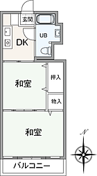 コーポ小石川 2DKの間取り