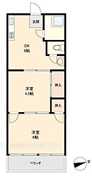 ニューパールマンション 2DKの間取図画像