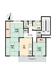 大正住宅2-10号棟 3DKの間取図画像