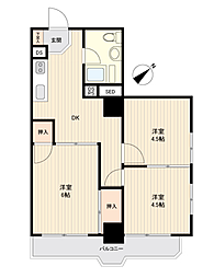 東和緑野ダイヤモンドマンション 3DKの間取図画像
