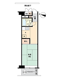ハイラーク舞鶴 1Kの間取図画像