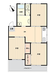 新桜ケ丘コーポ 3DKの間取図画像