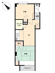 ビラ賢島A棟 2DKの間取図画像