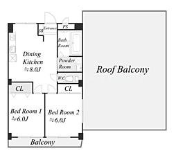 ハイラーク西谷 2DKの間取図画像