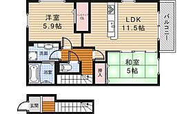 アミティーハウス2  ｜ 大阪府箕面市瀬川２丁目3番16号（賃貸アパート2LDK・2階・59.45㎡） その2