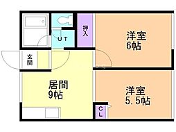 バンクリバー 2LDKの間取図画像