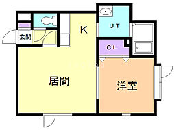 ラ・シェール24 1LDKの間取図画像