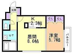 セルバテール琴似 1LDKの間取図画像