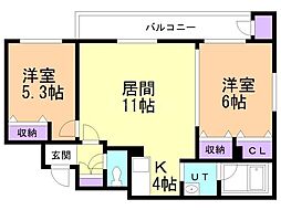ロイヤルコトニ 2LDKの間取図画像