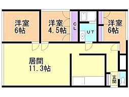 シャレード藤P 3LDKの間取図画像