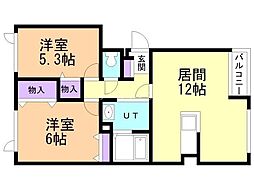 パークコート富丘 2LDKの間取図画像