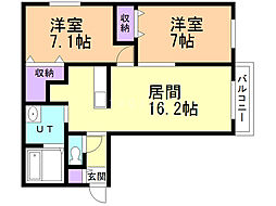 山弘プレイス2 2LDKの間取図画像