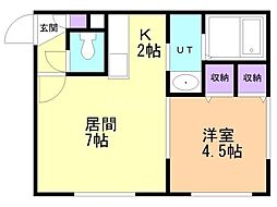 ルグラン宮の沢 1LDKの間取図画像