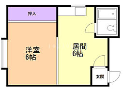 パークハイツ手稲 1DKの間取図画像