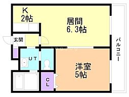 ブランノワールラヴイ 1LDKの間取図画像