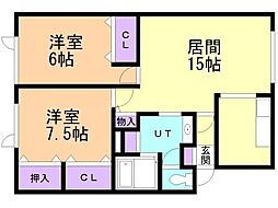 ノースハウス 2LDKの間取図画像