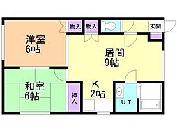 メゾンドノームB 2LDKの間取図画像