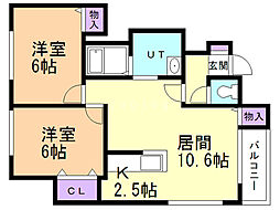 ファインヒルズ 2LDKの間取図画像