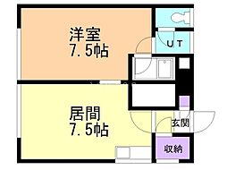 グリーンチャイム 1LDKの間取図画像