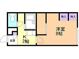 レオパレスロワジール西野B 1Kの間取図画像
