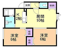インペリアルコート発寒 2LDKの間取図画像