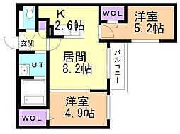 S-RESIDENCE琴似4条 2LDKの間取図画像