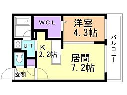 S-RESIDENCE西町 1LDKの間取図画像