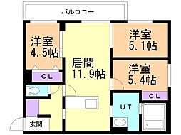 パーク農試館 3LDKの間取図画像
