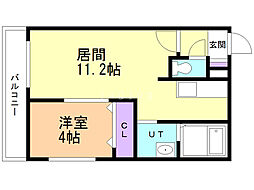 RS3-2 1LDKの間取図画像
