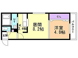 アプリコット琴似2・2 1LDKの間取図画像