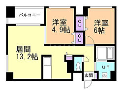 アジリア札幌・宮の沢 2LDKの間取図画像