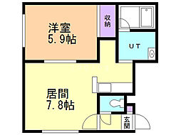 コーポ発寒南 1DKの間取図画像