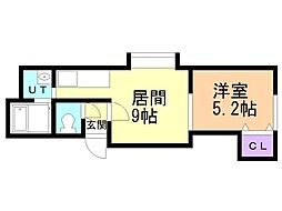 アーバンライフ発寒南 1LDKの間取図画像