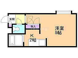 アルファアパル澄川 1Kの間取図画像