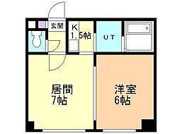 シャトー純連 4階1LDKの間取り