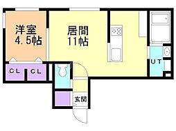 札幌市営南北線 澄川駅 徒歩5分の賃貸マンション 4階1LDKの間取り