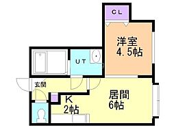 ベドリントンハイム 1LDKの間取図画像