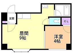 プレイズ中の島 1LDKの間取図画像