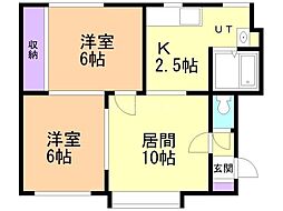 サンハイツ 1階2LDKの間取り