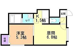 ロハスT45 1LDKの間取図画像