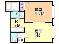 プラッツ澄川 1LDKの間取図画像
