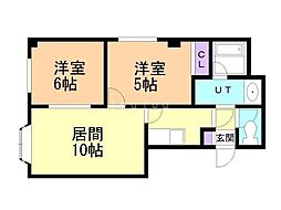 ダイアローグ南35条 2LDKの間取図画像