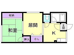 ラ・トゥール 1LDKの間取図画像