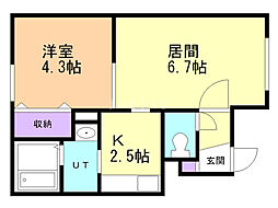 ブランノワール澄川 1LDKの間取図画像
