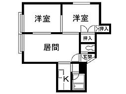 プリマベーラ西岡 2LDKの間取図画像