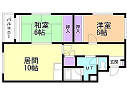 パラドールSAITO 2LDKの間取図画像