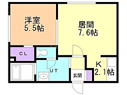 グランメール平岸4・5 1LDKの間取図画像