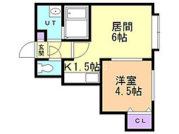 アスティ美園 1DKの間取図画像