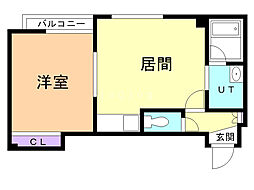 ボヌール36 1LDKの間取図画像